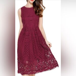 Amazon Women's Red Lace Midi Dress